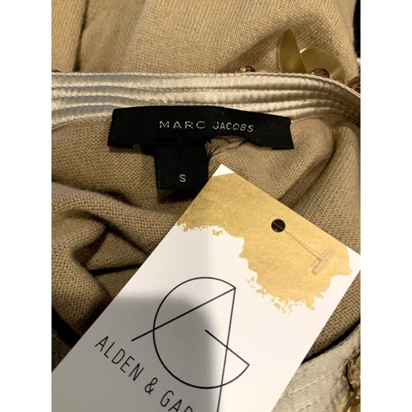 Marc Jacobs Tan Button-up Cardigan W/ Jewel Collar, Size Small - Picture 7 of 7